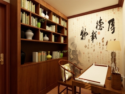 145㎡新中式四居書房設計